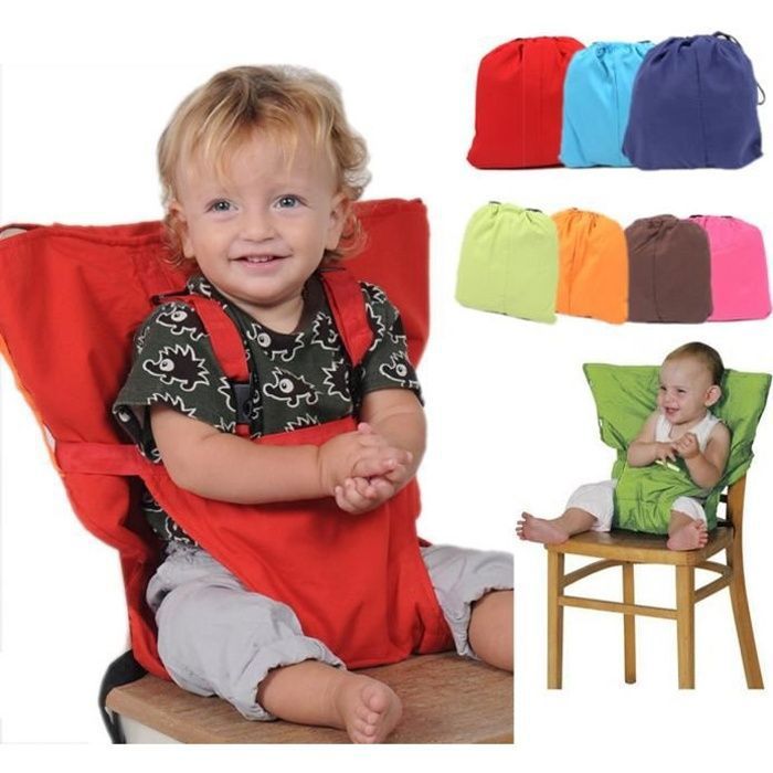 Portable Pliable Réhausseur Siège de Table Bébé Enfant rouge, pour bébé voyage pliable harnais de sécurité de haute chaise Cover