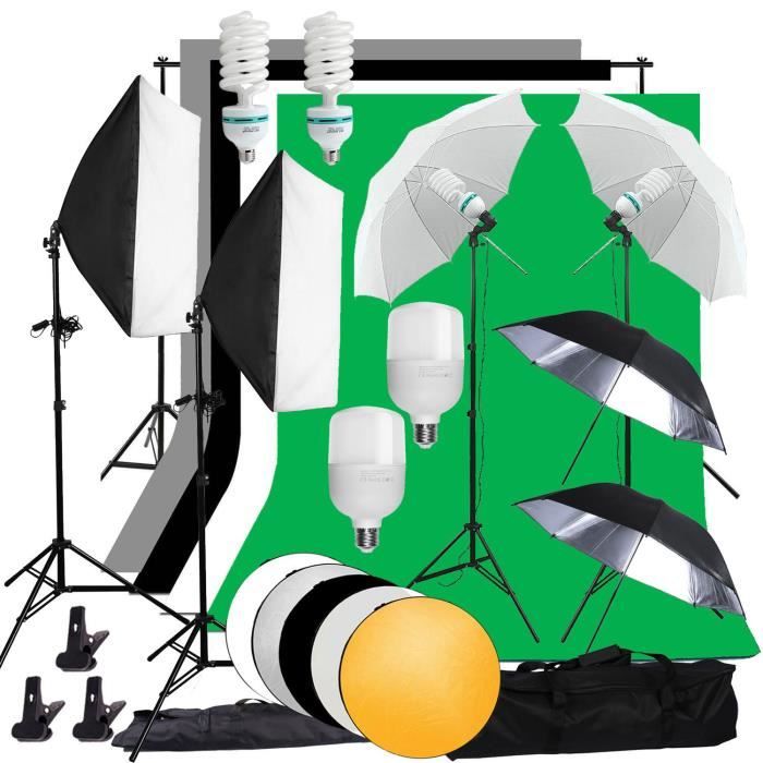 Abeststudio Kit d'éclairage de parapluie Photo Studio Softbox Kit de support de support de fond 4