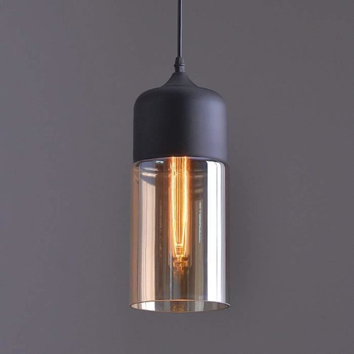 Louvra Suspension Luminaire Industriel Style Vintage Lampe Lustre Plafonnier Retro En Métal Verre Rétro E27 Edison Culot Pour