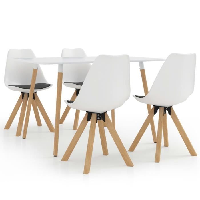 FAE Ensemble de salle à manger 5 pcs Blanc et noir #1
