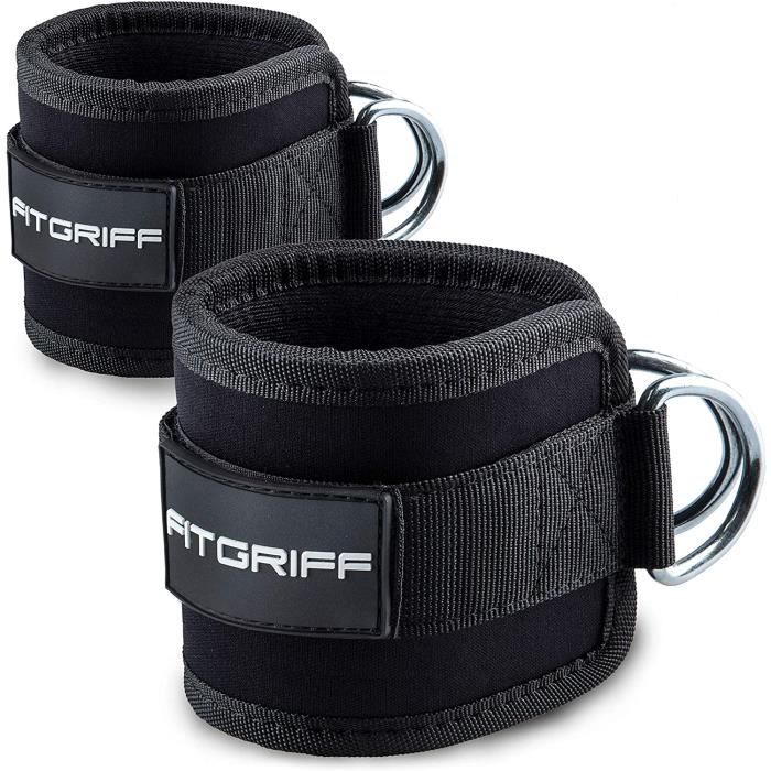 Fitgriff® Sangle Cheville Musculation Poulie (rembourré) - Sangle Musculation et de Fitness sur Le Câble Machines - Ankel Straps