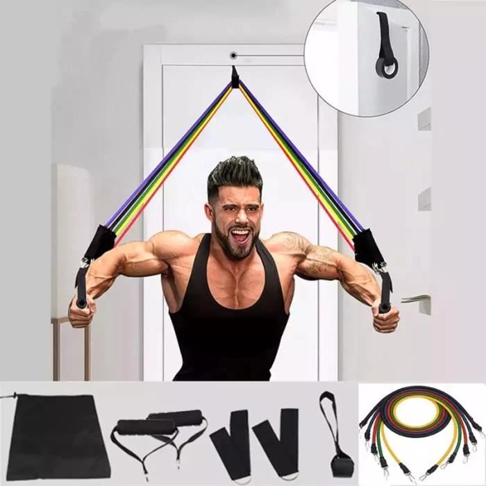 11 pièces de bande de résistance de yoga en tube de latex, bande de fitness, bande élastique, équipement de fitness, musculation