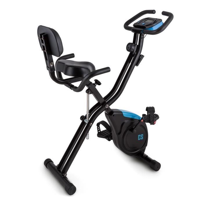 CAPITAL SPORTS X-Bike Azura 2 Vélo d'appartement ergomètre pliable (8 niveaux , selle + dossier & poignées, force d'inertie de 3kg)