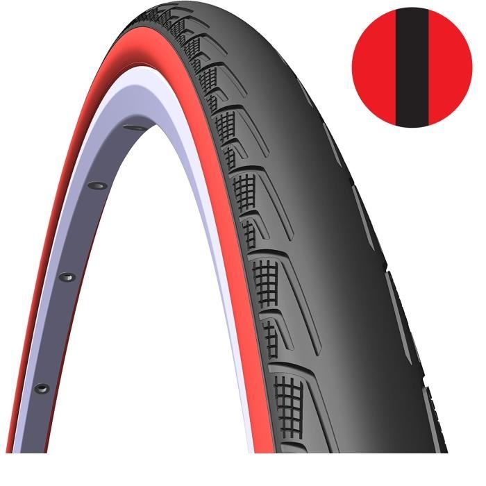 PNEU VELO ROUTE 700X23 NOIR FLANC ROUGE 25TPI 23-622 vélo course fixie singlespeed 700 x 23c