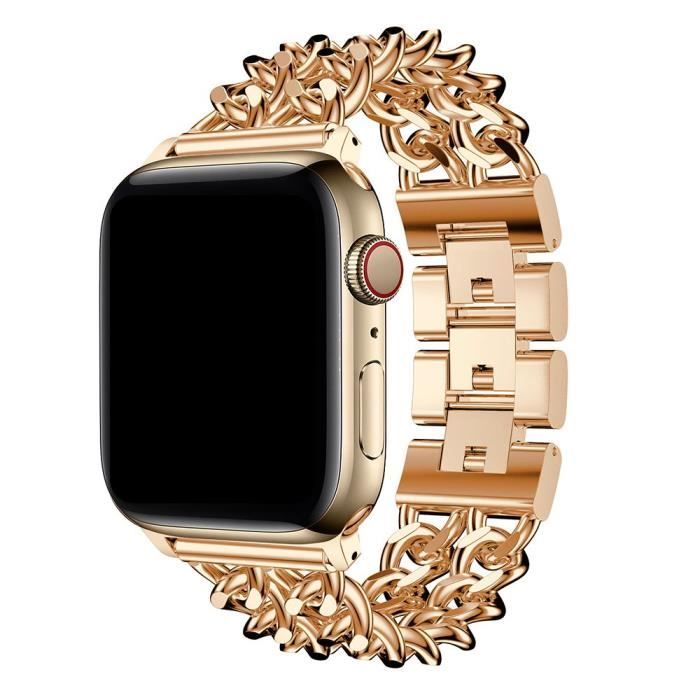 Bracelet chaîne en acier inoxydable Rose Gold Compatible Apple Watch 38-40