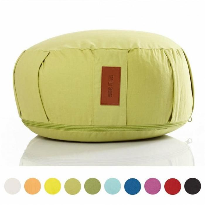 GORILLA SPORTS coussin de méditation vert-citron - Hauteur d'assise 18 cm - coussin de yoga avec rembourrage en balles d'épeautre -