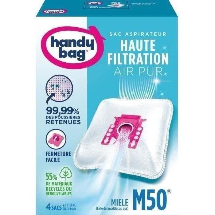 Sacs aspirateurs Handy bag® M50® - Miele - 4 sacs + 1 filtre sortie d'air à découper