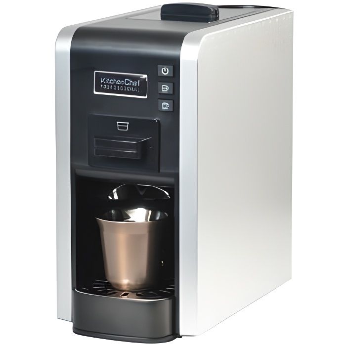 KitchenChef MULTIGUSTO PRO, Autonome, Espresso maker, 1 L, Capsule de café, 1100 W, Noir, Acier inoxydable