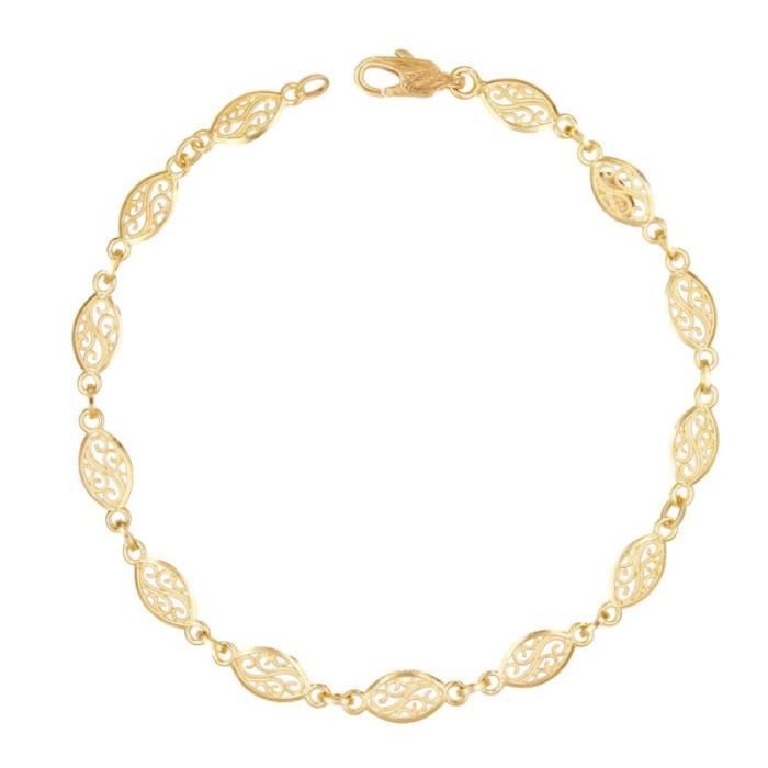 Bracelet Or Jaune Maille Filigrane - Femme