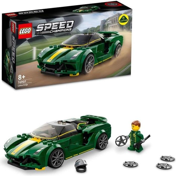 LEGO® 76907 Speed Champions Lotus Evija Voiture de Course, Jouet Réduit Avec Minifigure de Pilote de Course, Jouet Pour Enfants