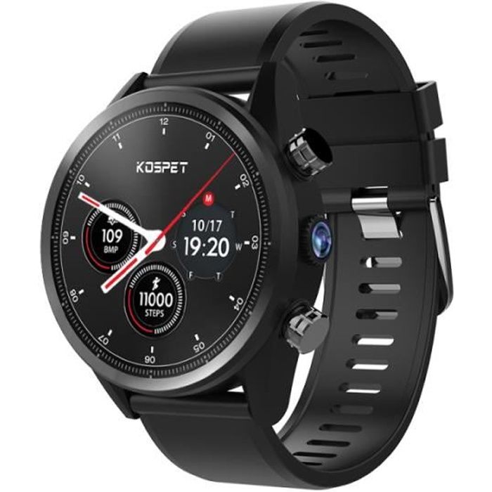 Montre Connectée Homme Intelligente KOSPET Hope Lite 4G GPS Appel Musique Comme un Téléphone Intelligent - Noir