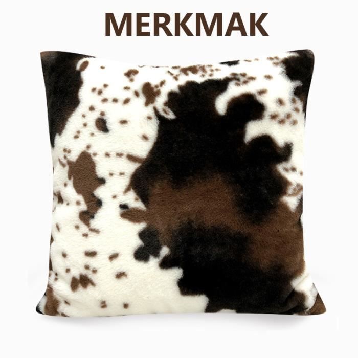 Housses de Coussins avec Oreiller -MERKMAK - 50 x 50 cm -motif brun blanc - Velours Côtelé - Décor Canapé Salon Chambre Bureau