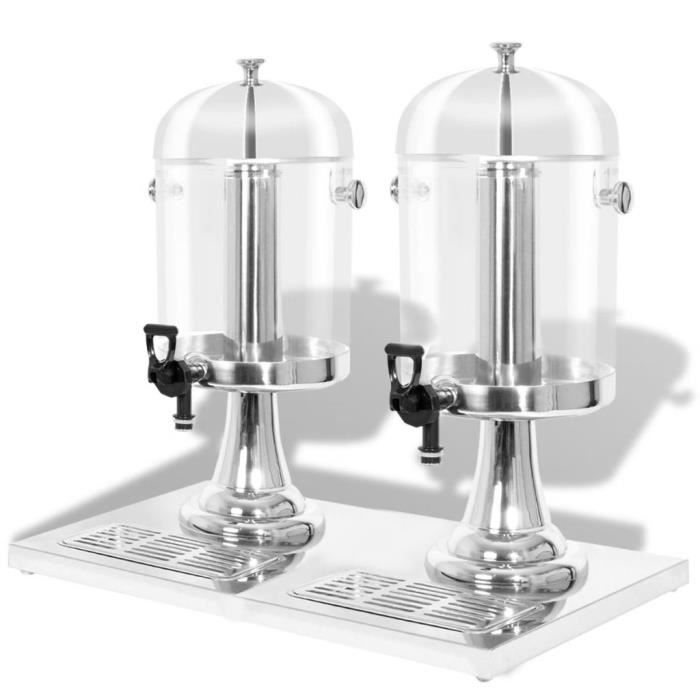 Double distributeur de jus en acier inoxydable 2 x 8 L