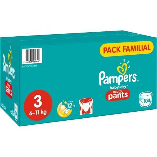 PAMPERS Baby-Dry Nappy Pants Taille 3 - 6 à 11 kg - 104 Couches-culottes