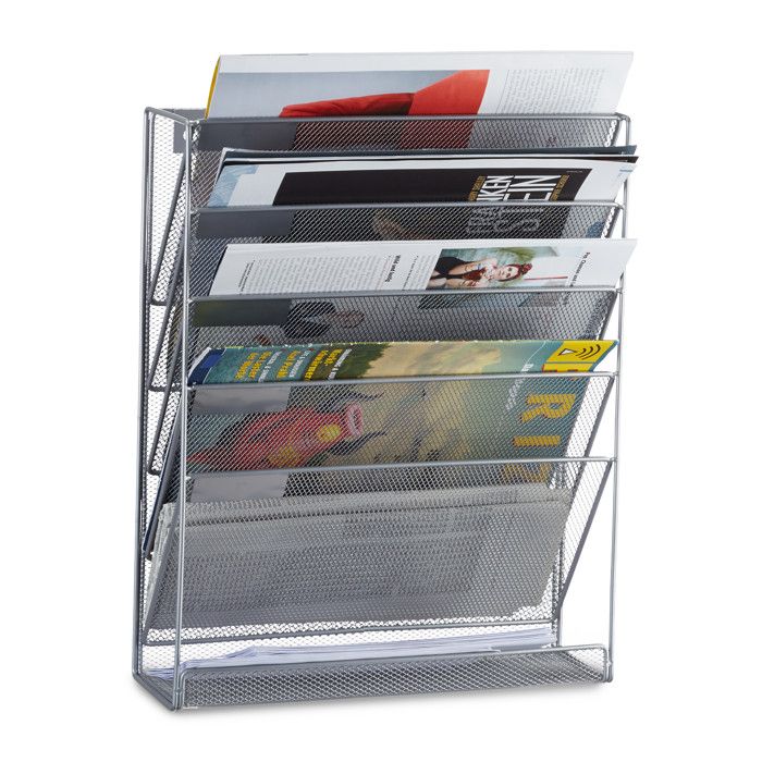 Relaxdays Porte-revues mural porte-journaux porte-magazines 6 casiers HxlxP: 40 x 32 x 10 cm - 4052025952907