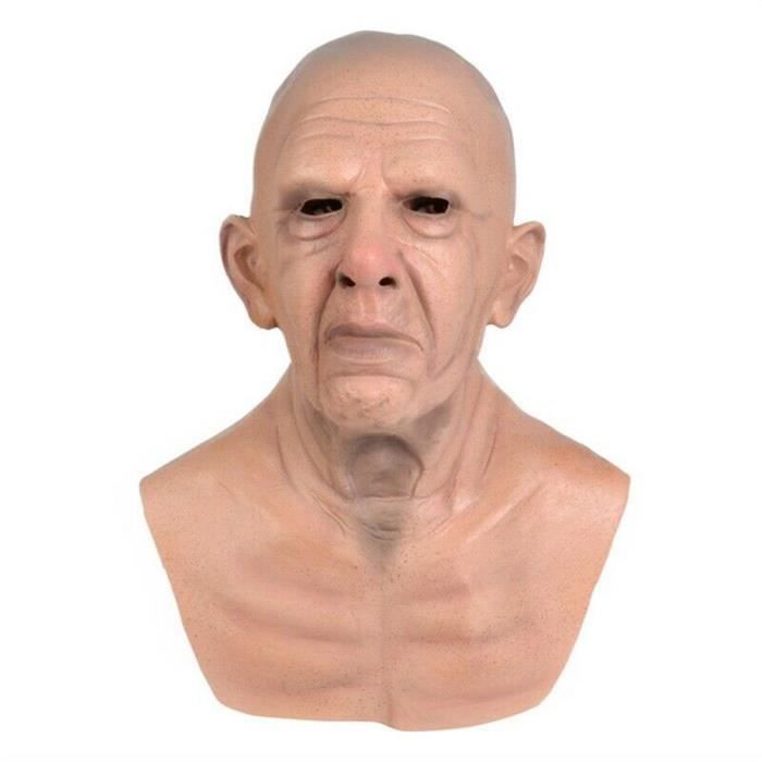 Halloween vieil homme masque latex Halloween costume réaliste accessoires de fête masque coiffe -- Vieil homme