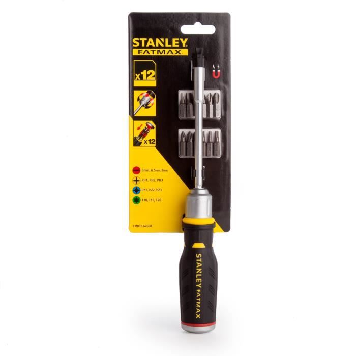 STANLEY Tournevis porte-embouts à cliquet big s avec 12 embouts