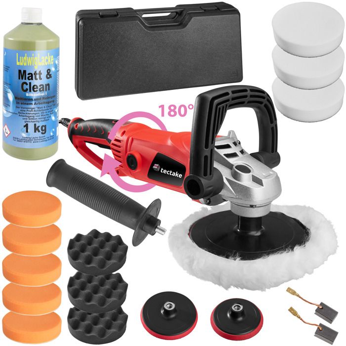 TECTAKE Polisseuse Rotative 600 et 3000 tours par minute et Set 9 Accessoires