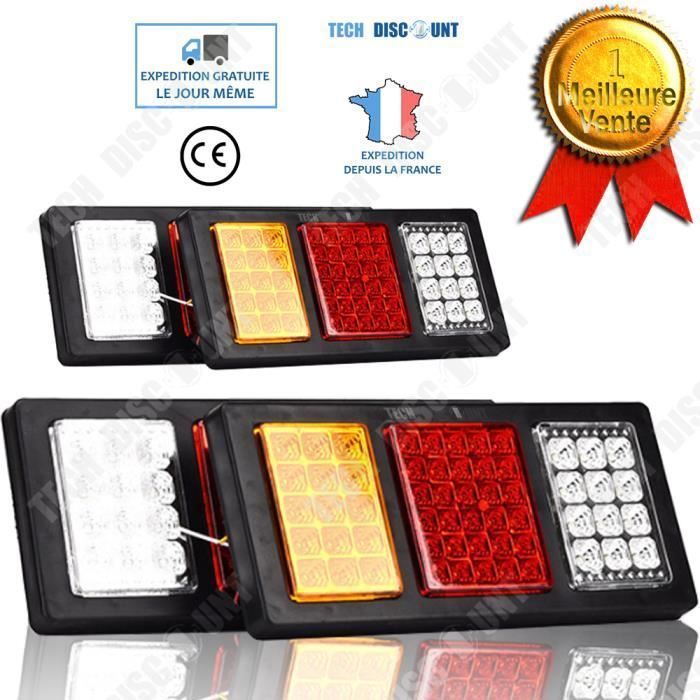 TD® Feu arrière de freinage voiture 24v led anti-poursuite lumières recul véhicule camion caravane direction clignotants brouillard