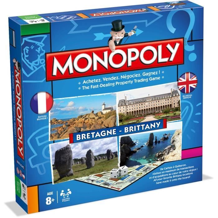 MONOPOLY - Bretagne - Jeu de société - Version bilingue français-anglais