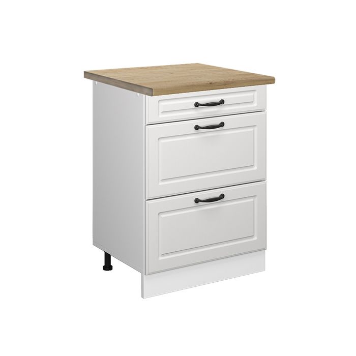 Meuble cuisine R-Line 60cm avec tiroirs PT Chêne Blanc campagne/Blanc Vicco 45857