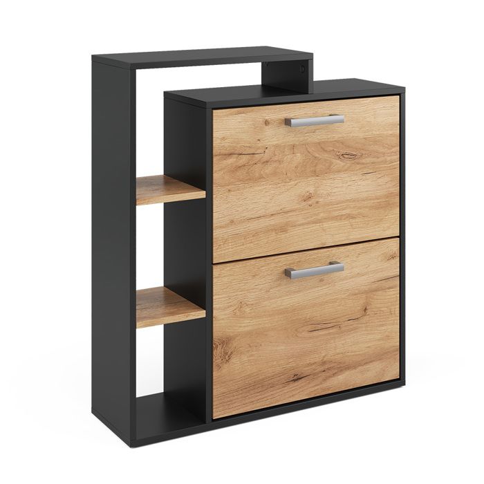 Meuble à chaussure Orlando 24.5x90cm 2 compartiments Chêne de force doré/Anthracite Vicco 39656 Meuble à chaussure Orlando 24.5x90cm 2 compartiments Chêne de force doré/Anthracite Vicco 39656