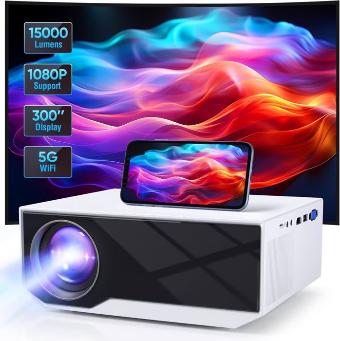 Vidéoprojecteur 4K 400 ANSI Avec WiFi 6 Bluetooth 5.2 - Projecteur Home Cinéma Android
