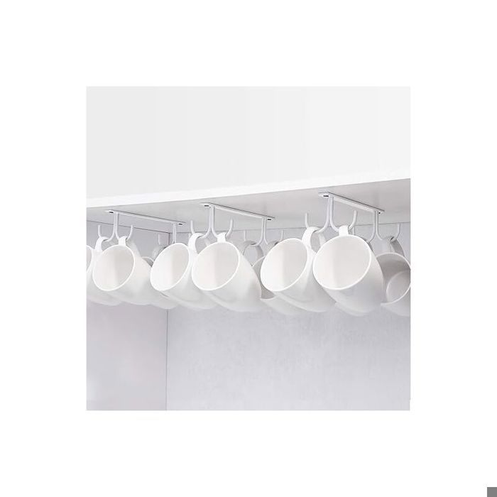 Lot De 3 Porte-Tasses Suspendus Sous Placard - 12 Crochets Pour Mugs Et Cafés, Noir