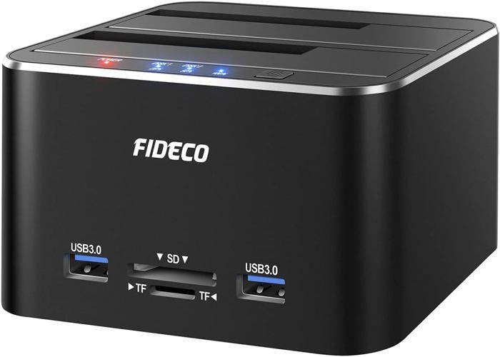 Station D'accueil Double Baie Pour Disques Durs 2.5/3.5 Pouces + IDE - Hub USB 3.0, Lecteur De Cartes Intégré, Clonage Disque, Prise UE