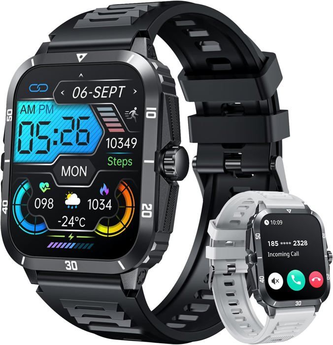 Montre Connectée Homme Smartwatch Sport: Repondre Appel 2.0 Pouces 3Atm Étanche Écran Tactile Bracelet Connectee Avec Moniteur D - vue 2