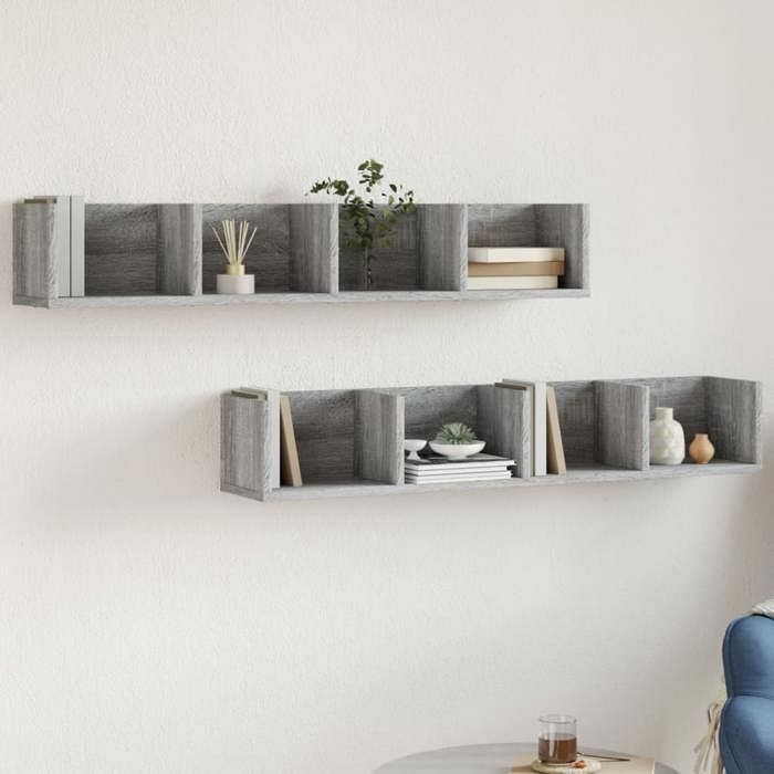 vidaXL Armoires Murales 2pcs Étagères Suspendues avec Rangement Meubles Flottants de Salon Salle de Séjour Moderne 840454