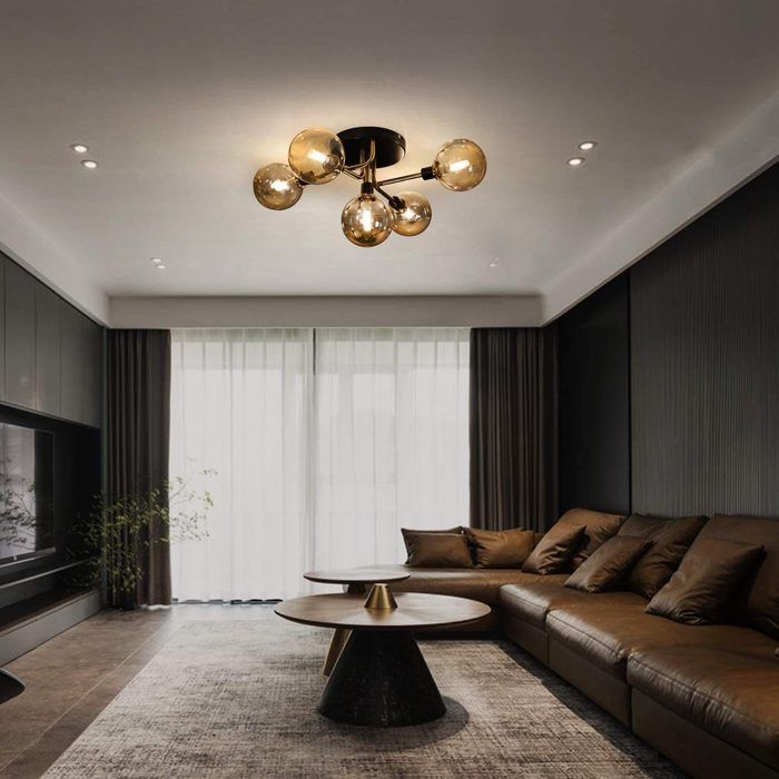 Lustre Boule De Verre Soufflé à La Main Réglable/Pivotant,5/6