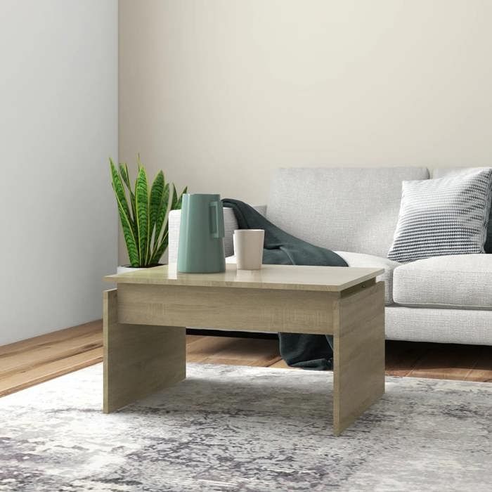 Bonne qualité - Table Basse de Salon pour thé ou café-chêne sonoma 68x50x38 cm - bois dingénierie DECO M8721180