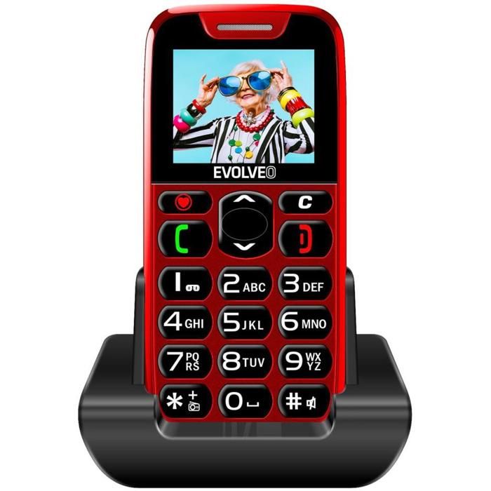 Téléphone portable - EVOLVEO - EasyPhone - Rouge - 18 TFT - Bluetooth - Bouton SOS