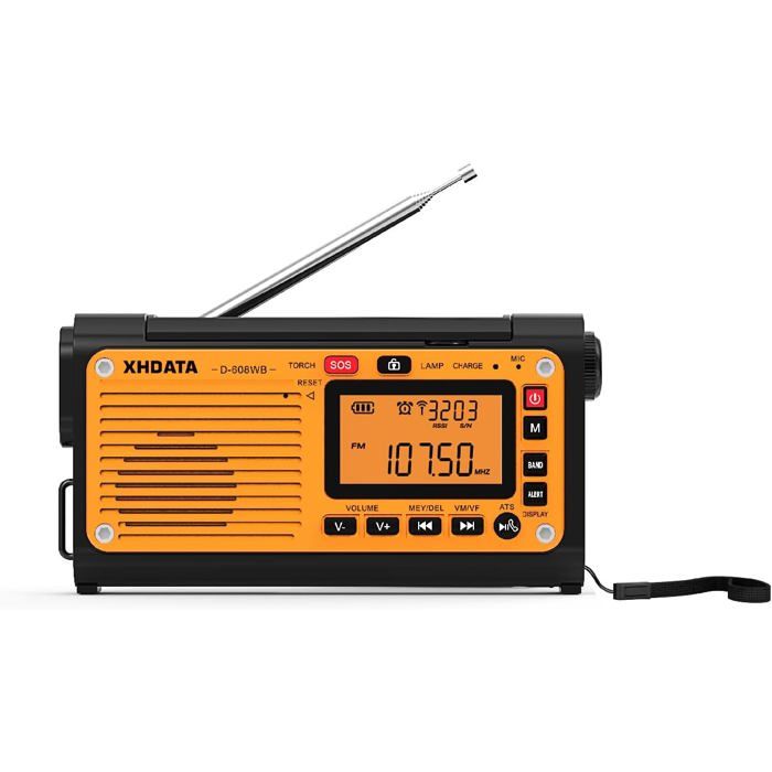 Radio D’urgence à Manivelle – Solaire, 40000mAh, NOAA, Lampe SOS, Charge Rapide USB-C | Radio Météo Survival Camping