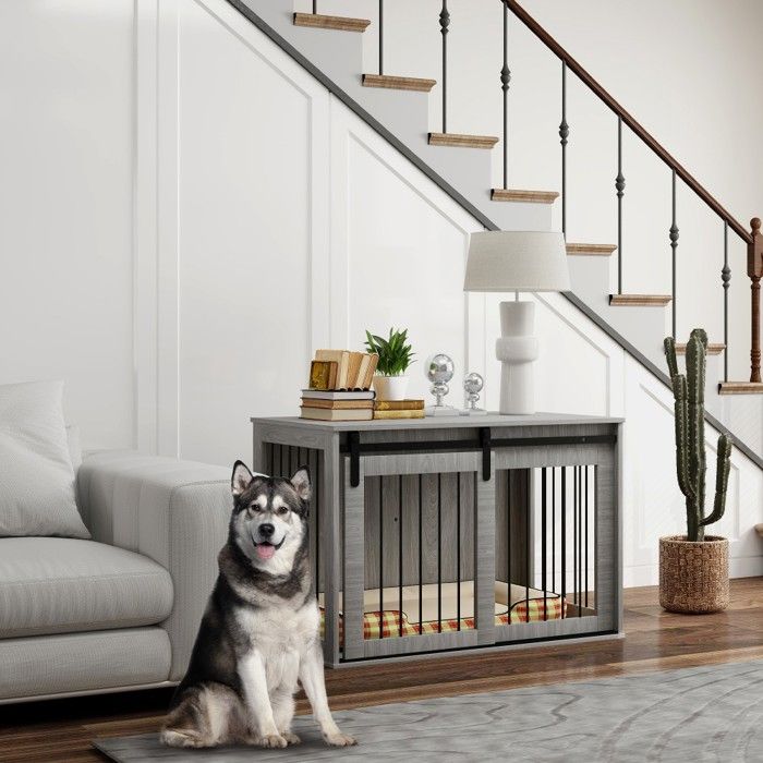 Comparer les prix de Clapier Cage Pour Chien Maison 98x58x61cm Niche Verrouillable Avec Porte Coulissante - Pour Grands Chiens