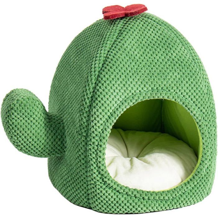 ®RisingFF Lit pour chat mignon tente grotte en forme de cactus lit doux pour animaux de compagnie