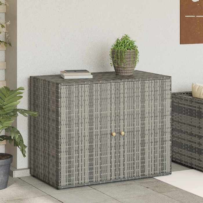 vidaXL Armoire de rangement jardin Gris 100x55 5x80 cm Résine tressée
