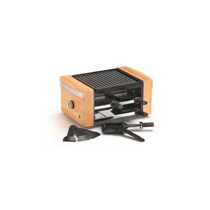 Appareil à raclette - KITCHEN CHEF - KC.WOOD-LUX4 - 750 W - 4 personnes - Plaque antiadhésive