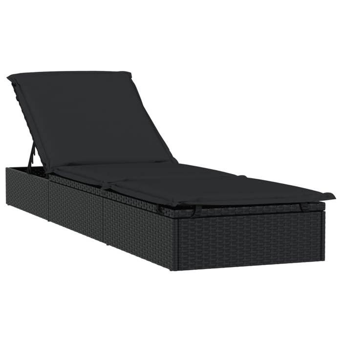 Chaise longue Bain de Soleil Pour Vacances 1 pc avec coussin 201x55x62cm résine tressée Hauteur: 2023365062