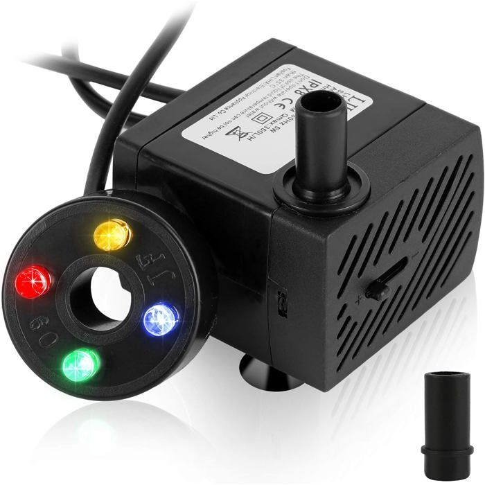 Comparer les prix de Pompe submersible pour aquarium - FEBEST - 5W - 4 LED colorées - 350 L/h - Hauteur de refoulement 085 m