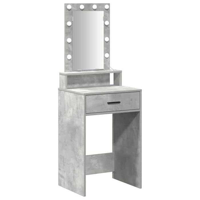 Coiffeuse moderne - vidaXL - Bois dingénierie - 50x41x140 cm - Gris - Miroir avec LED - Tiroir spacieux - Port USB