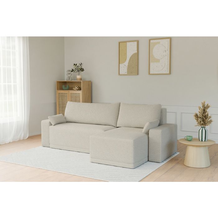 Canapé dangle TEO convertible et réversible velours côtelé beige 4 places Canapé dangle TEO convertible et réversible velours côtelé beige 4 places