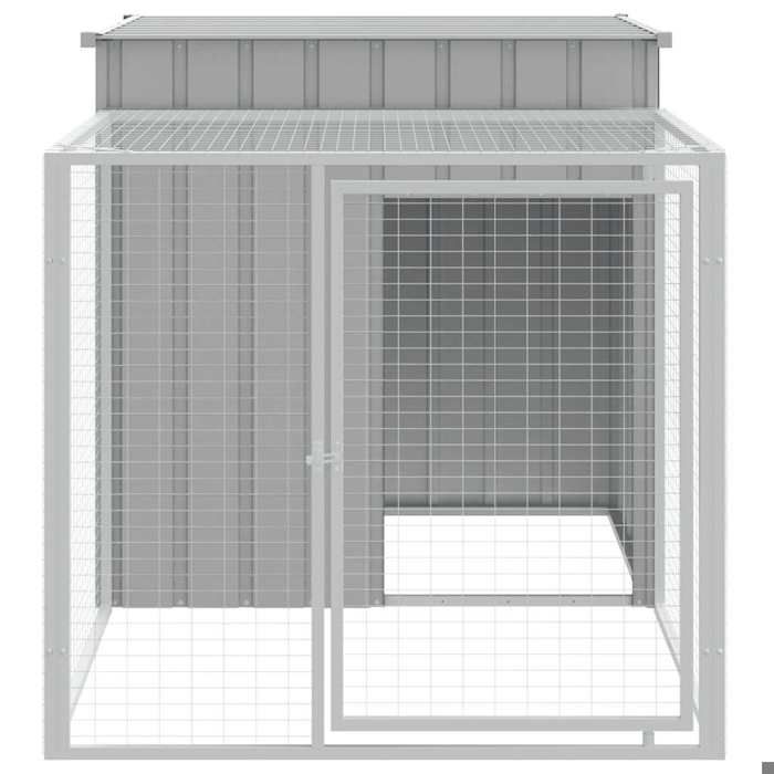 Meilleurs prix pour Niche pour chien avec cour - Akozon - 110x201x110 - MODERNE Cage à poulets avec enclos - gris clair -110x201x110 cm acier galvanisé
