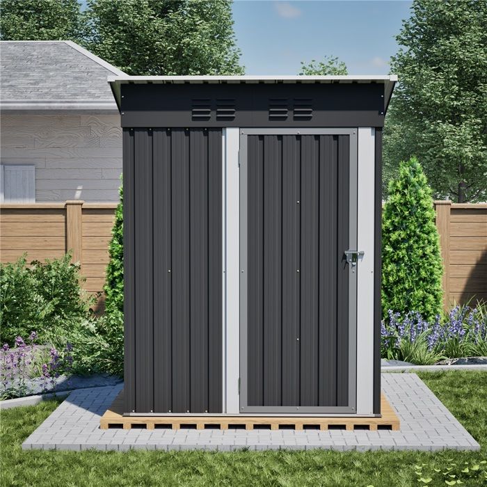 Abri de Jardin en Métal KIMFEAD 152x84x182 cm - Cabane de Rangement Extérieur Étanche et Robuste Noir Idéal Outils de Jardin
