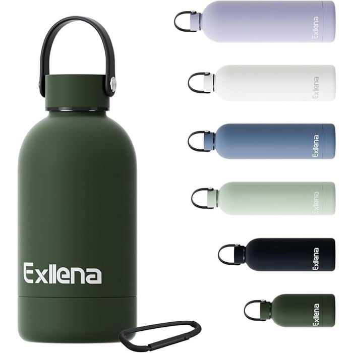 Petite Gourde Isotherme 350 ml avec Poignée Pratique - Mini Bouteille Isotherme avec Isolation 12h Vert Varech 350 ml 350 ML GOURDE