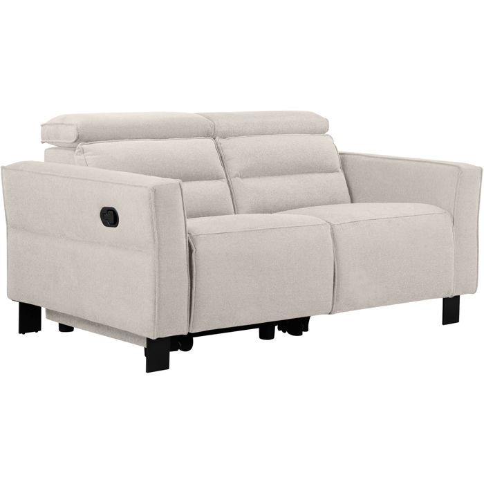 Carpari-canapé 2 Places Avec 1 Fauteuil Relax Manuel En Tissu Crème Carpari-canapé 2 Places Avec 1 Fauteuil Relax Manuel En Tissu Crème