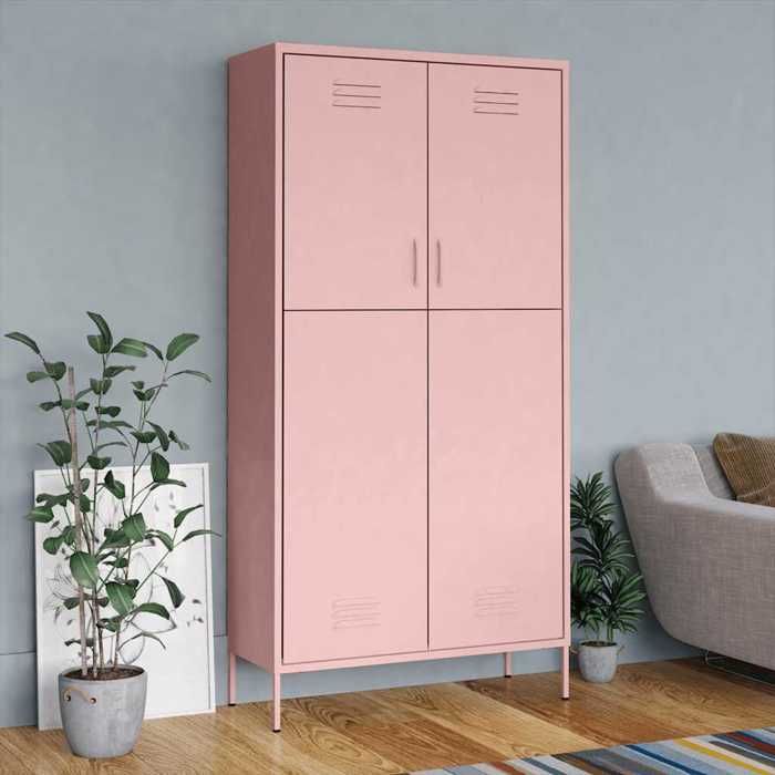 Armoire de rangement Rose - Garde-robe - Rose 90x50x180 cm Acier A15658