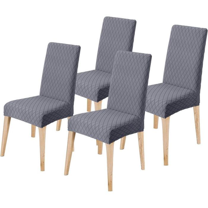 Lot de 4 housses de chaise de salle à manger extensibilité ajustement universel protections de chaise amovibles COUSSIN DE CHAISE