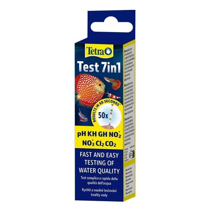 Bandelettes de test pour aquarium - TETRA - Test 7in1 (x50) - 7 paramètres - Résultats 1 min - Nuancier inclus
